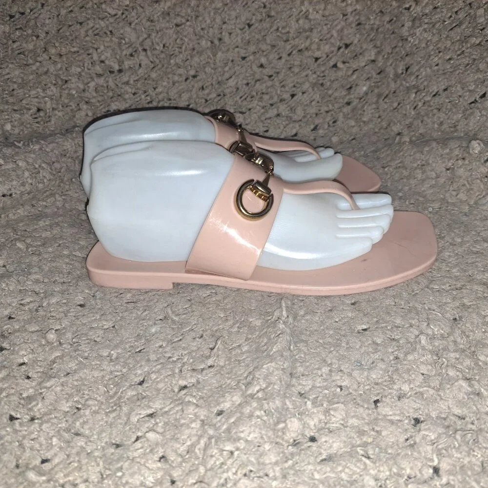 JEFFREY CAMPBELL-Annia-Beige Jelly Sandal Horse Bit-Sz 40/9-Near Mint - Picture 5 of 8